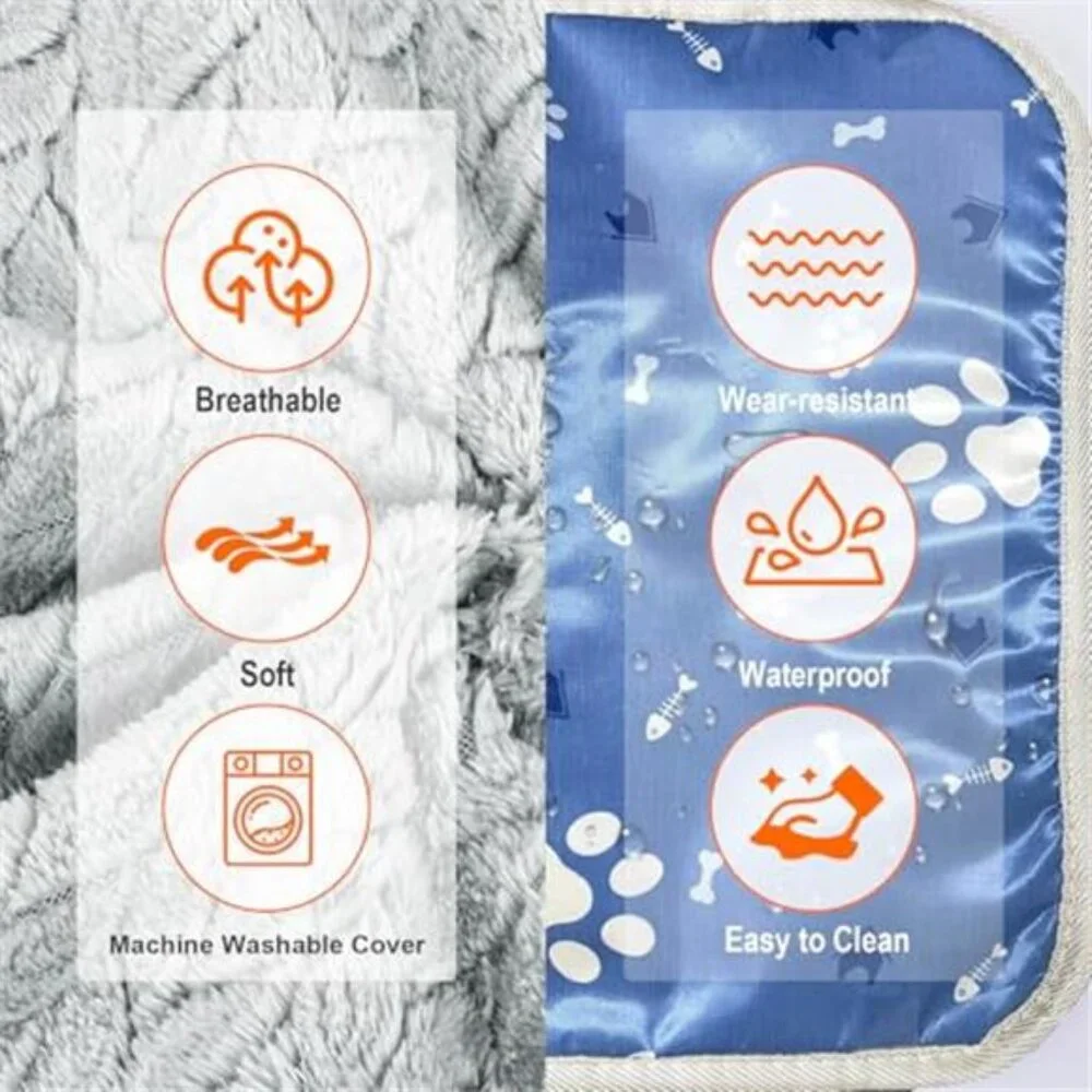 Heated Cat Bed Dog Warming Pad Adjustable Temperature Timer Soft Pet Electric